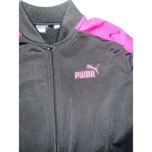 PUMA Women's Contrast Tricot Track Jacket Black/Festival Fuchsia
